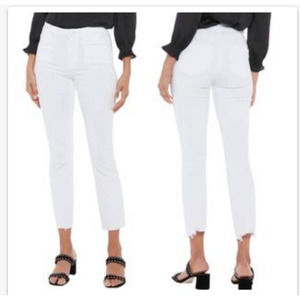 Paige Cindy Crop Jeans Destroyed Raw Hem in Crisp White -Size 25